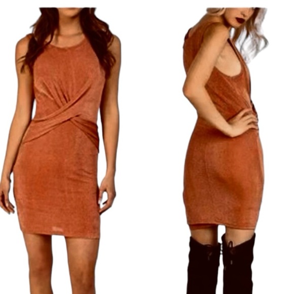 Mink Pink Forbidden Love Twist Slinky Mini Dress - Picture 1 of 5